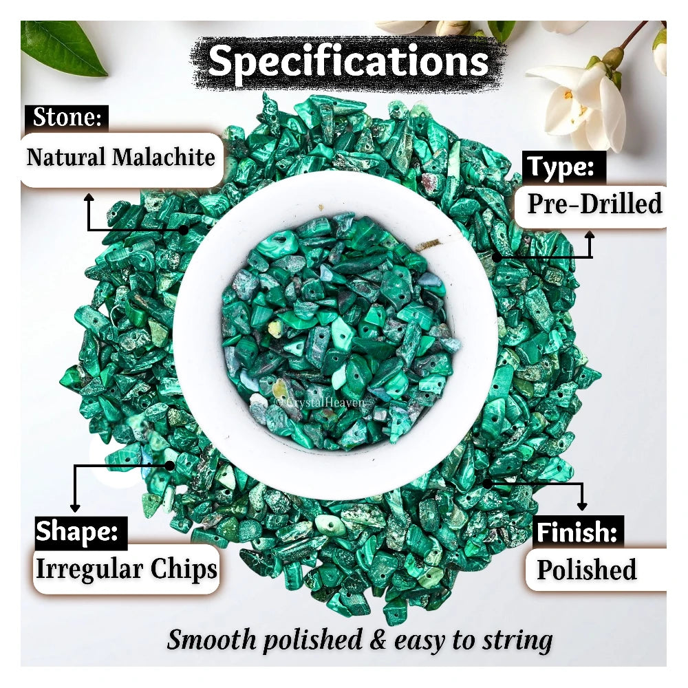 Malachite Chips - Pre Drilled