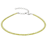 Peridot Anklet - 2mm Faceted Beads (Silver)