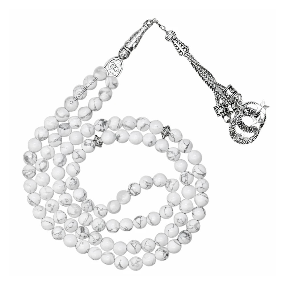 Howlite Crystal Tasbih (Silver)