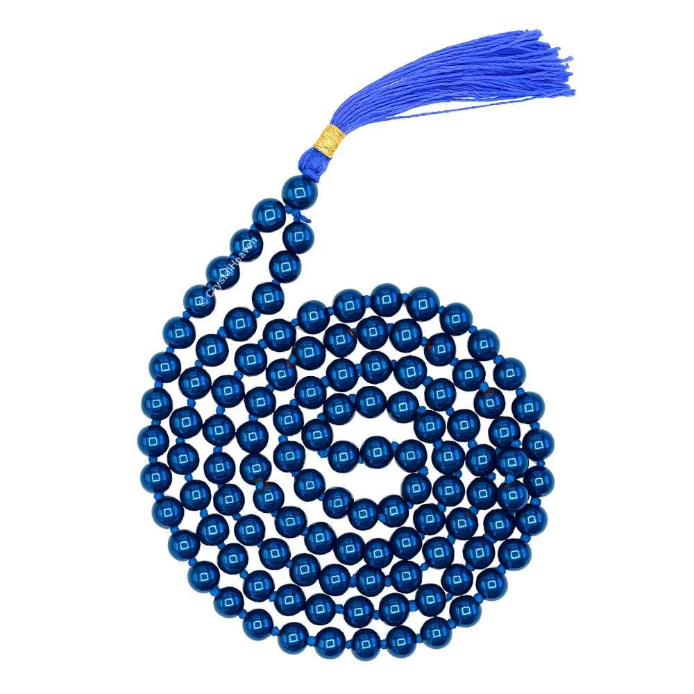 Blue Hematite Japa Mala (Hand Knotted)