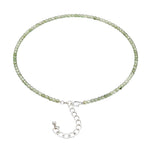 Green Amethyst Anklet - 2mm Faceted Beads (Silver)