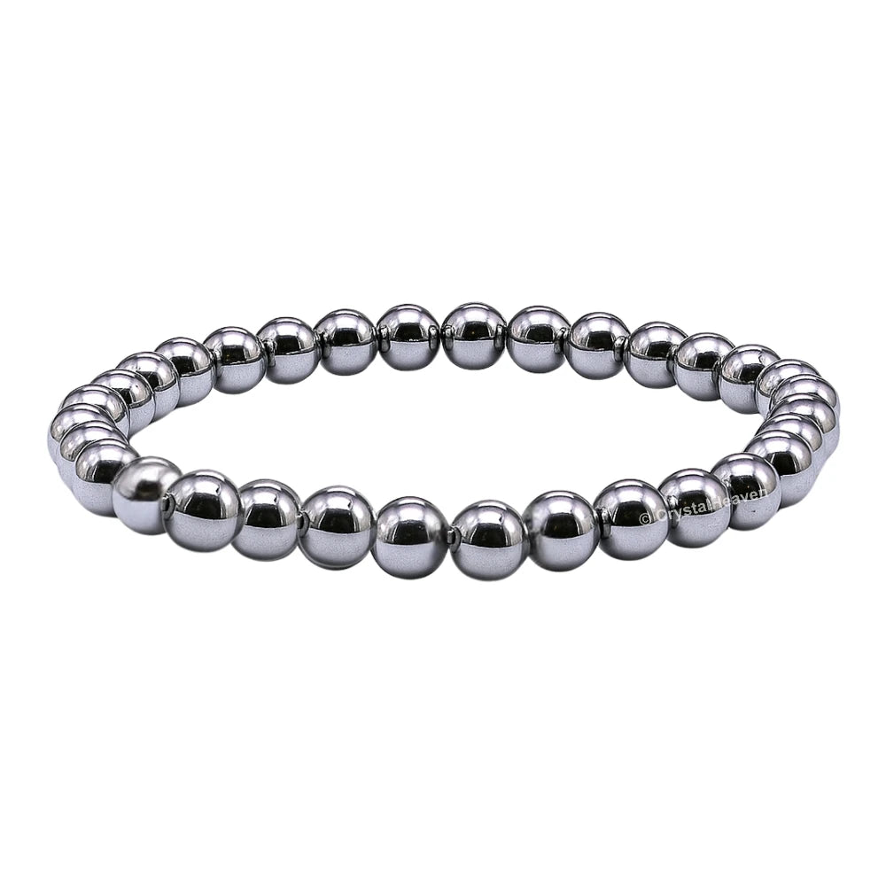 Silver Hematite Healing Crystal Bracelets - 6mm Beads