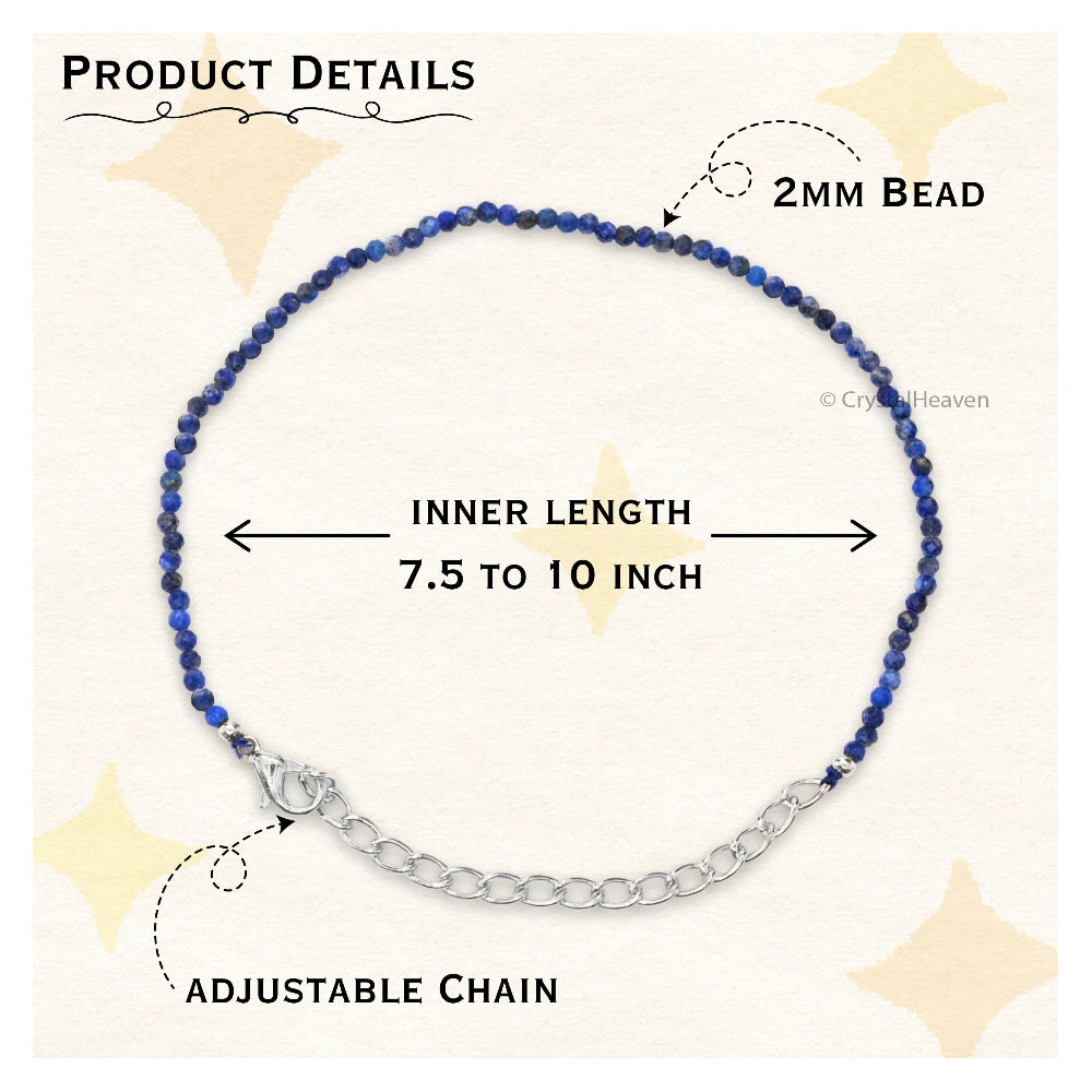 Lapis Lazuli Bracelets - 2mm Faceted Beads (Silver)