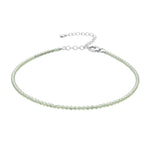 Prehnite Anklet - 2mm Faceted Beads (Silver)