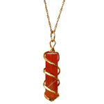 Carnelian Necklace - Spiral Pencil Crystal (Gold)