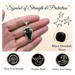 Black Obsidian Arrow Head Pendant - Silver Plated