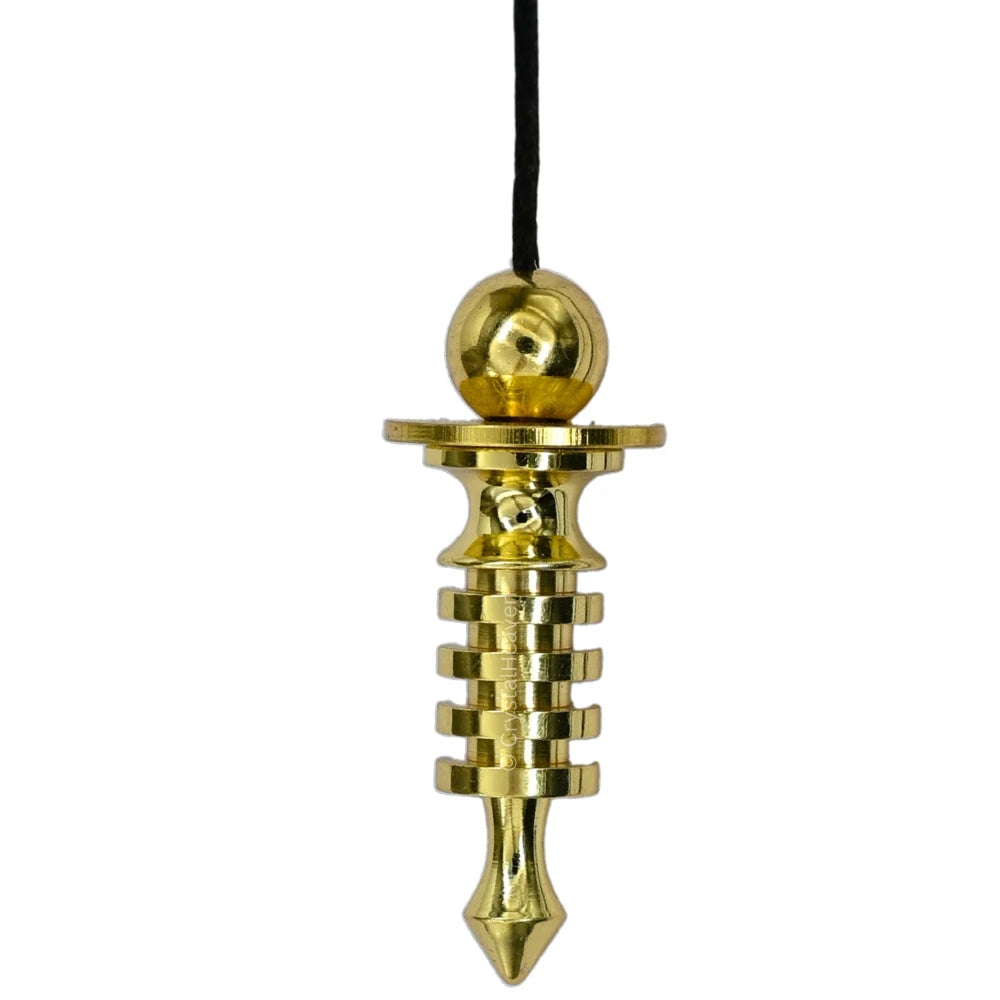 Metal Brass Pendulum - Gold 4 Ring ISIS with Flower of Life Plate (MP109)