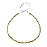 Unakite Anklet - 2mm Faceted Beads (Silver)