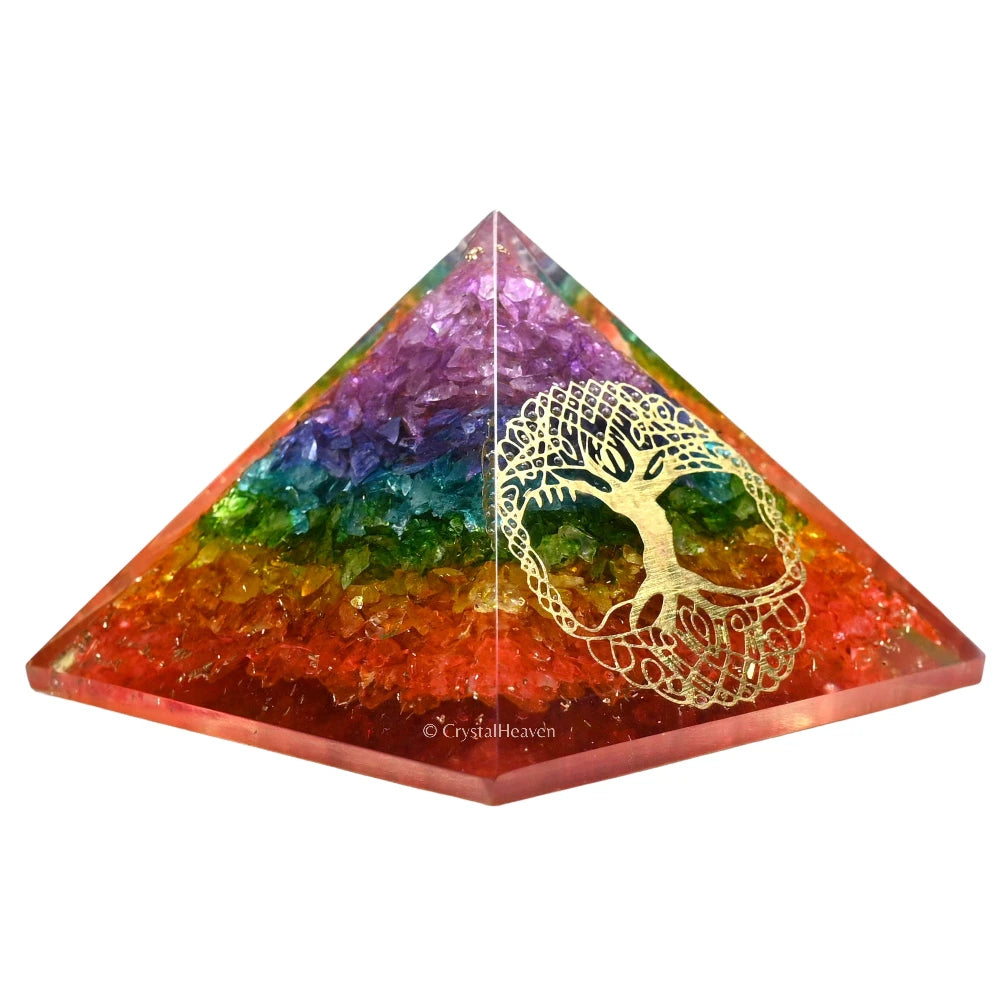 7 Chakra Onyx Orgone Pyramid (Tree Of Life)