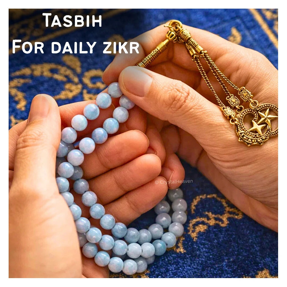 Angelite Crystal Tasbih (Gold)