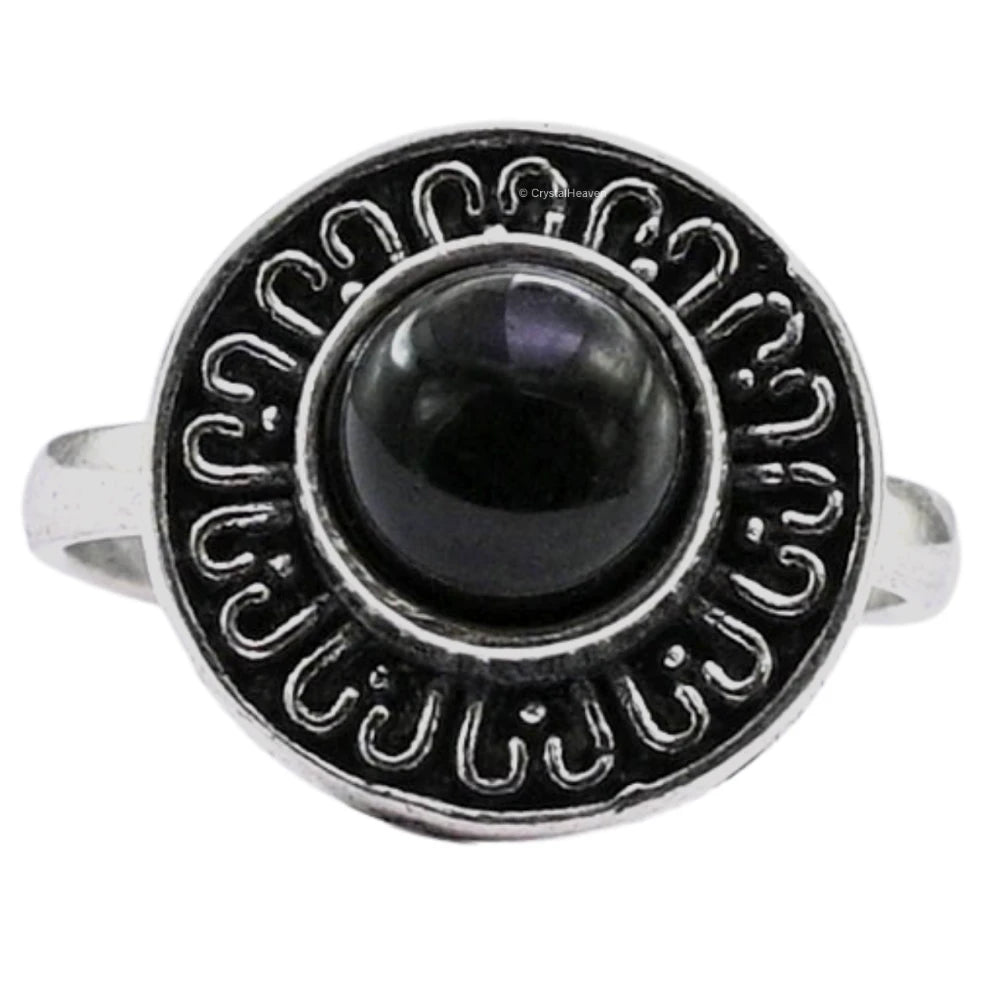 Black Onyx Ring (Silver/Round)