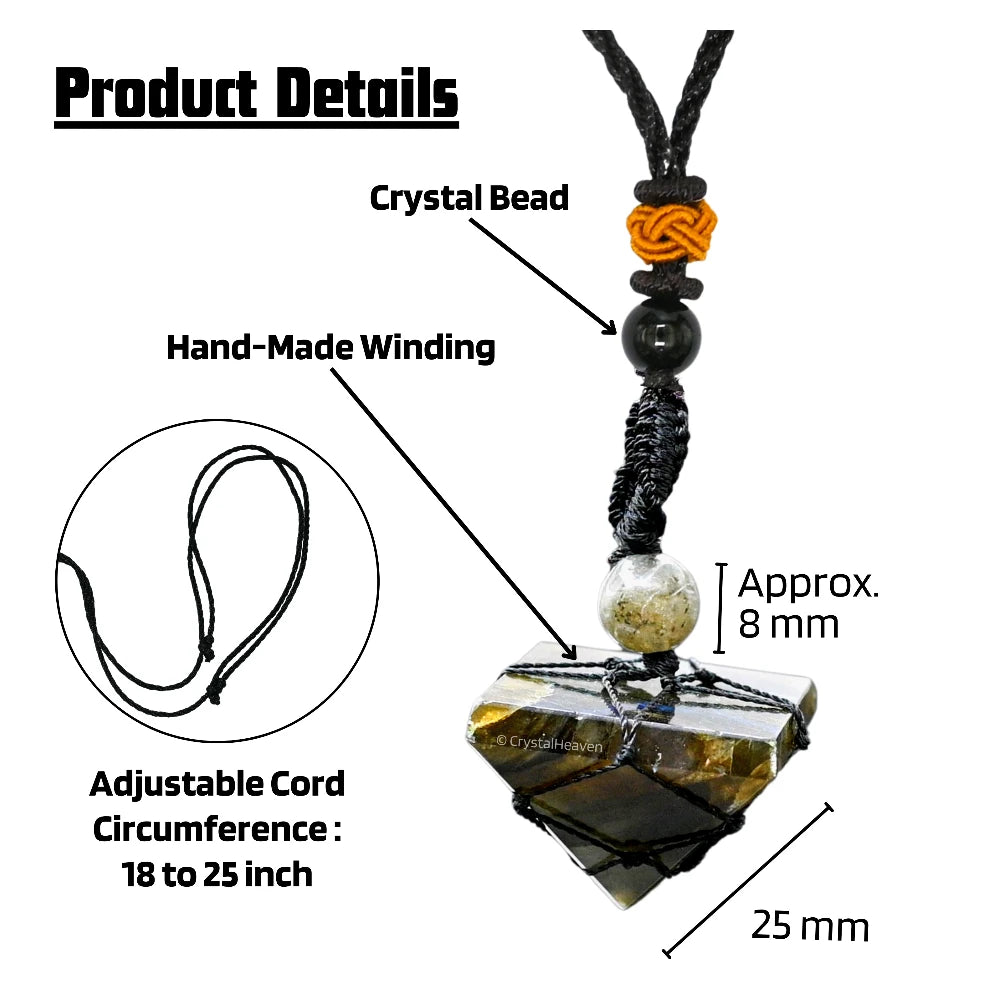 Labradorite Pyramid Macrame Pendant Necklace
