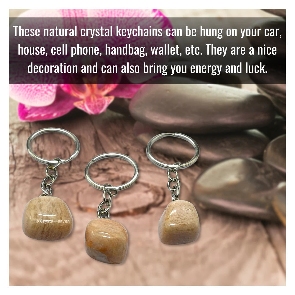 Cream Moonstone Crystal Keychain (Tumbled)