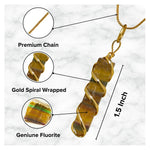 Fluorite Necklace - Spiral Pencil Point (Gold)