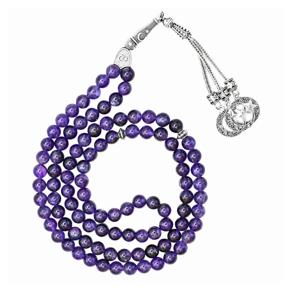 Amethyst Crystal Tasbih (Silver)