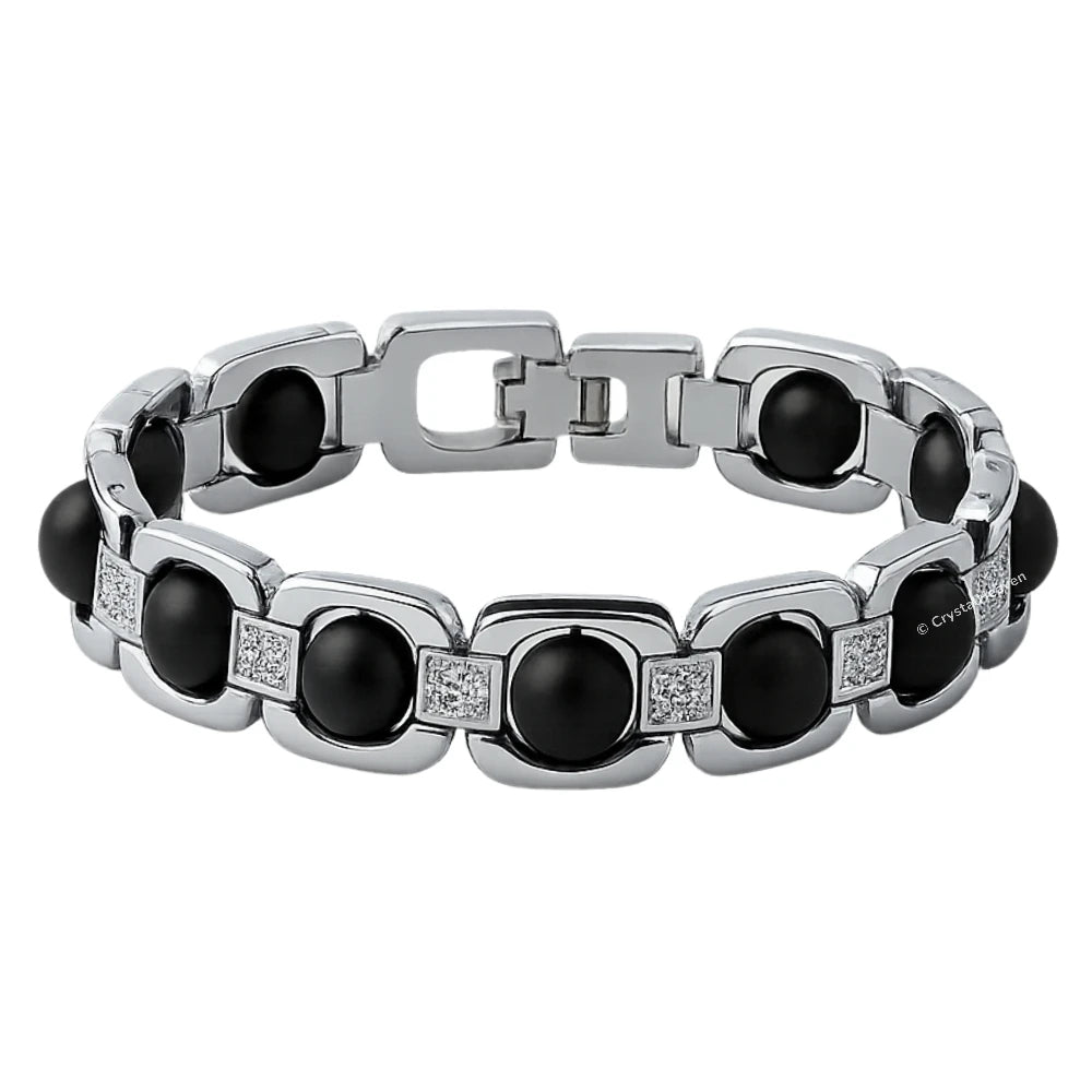 8mm Karungali Bracelet - Premium Silver Chain
