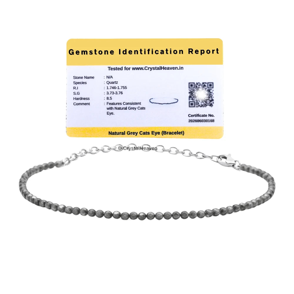 Grey Cats Eye Bracelets - 2mm Faceted Beads (Silver)