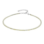 Lemon Quartz Anklet - 2mm Faceted Beads (Silver)