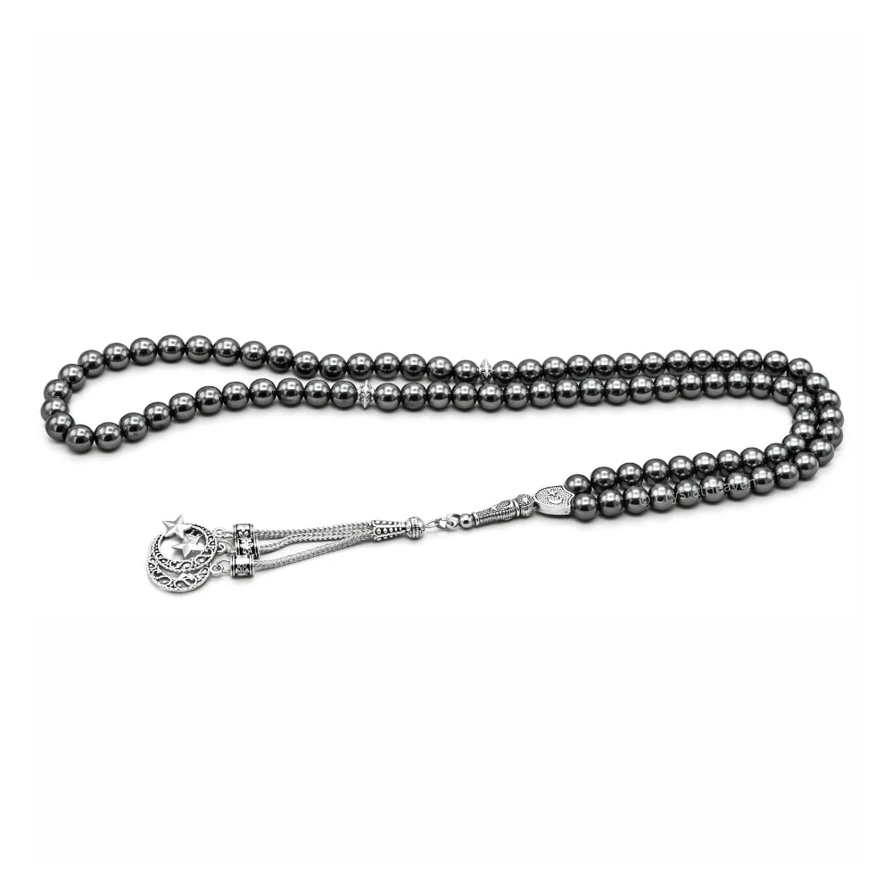 Hematite Crystal Tasbih (Silver)