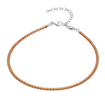 Hessonite Garnet Anklet - 2mm Faceted Beads (Silver)