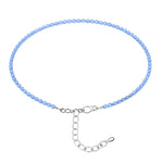 Blue Chalcedony Anklet - 2mm Faceted Beads (Silver)