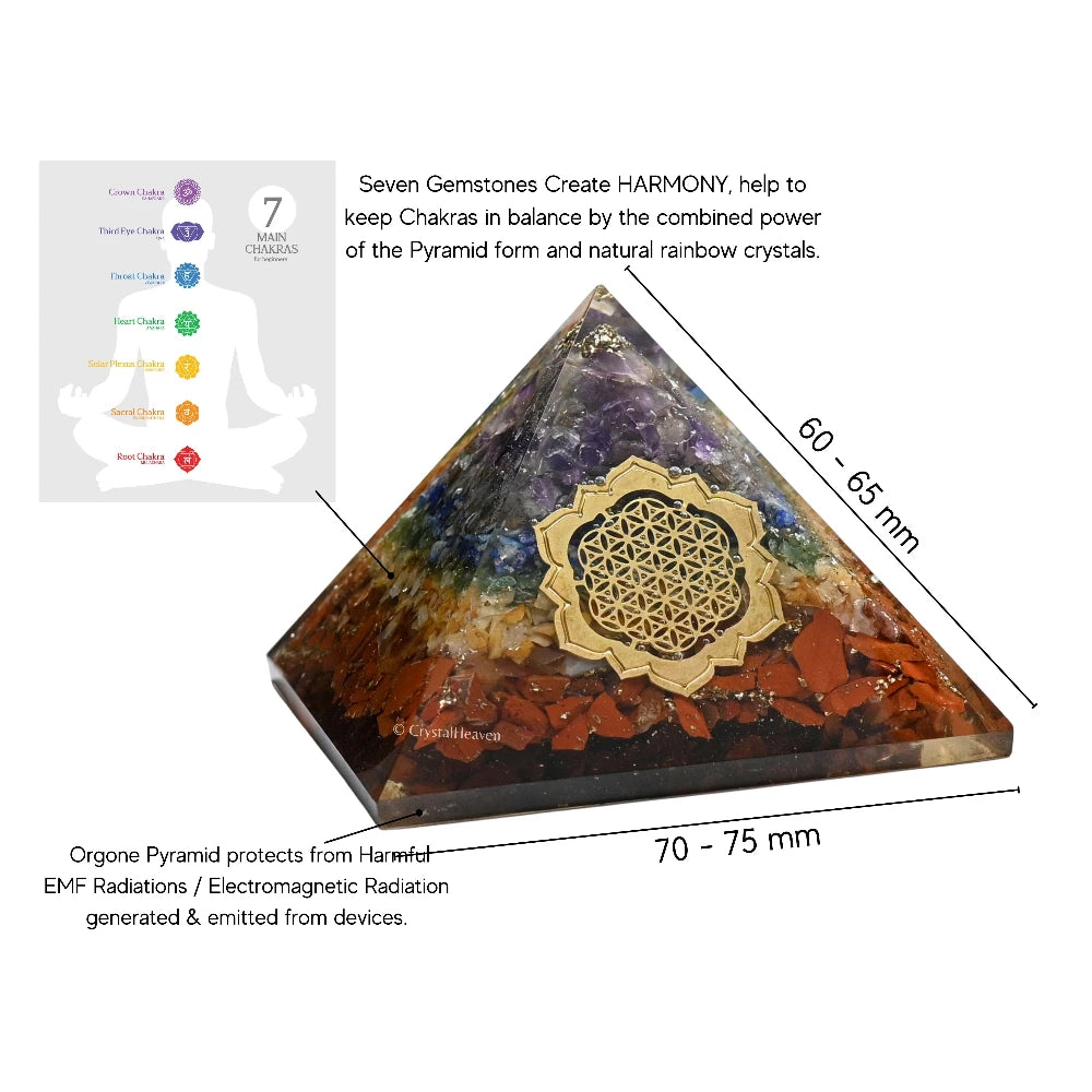 7 Chakra Orgone Pyramid (Lotus Flower Of Life)