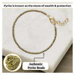 Pyrite Anklet - 2mm Faceted Bead (Gold)