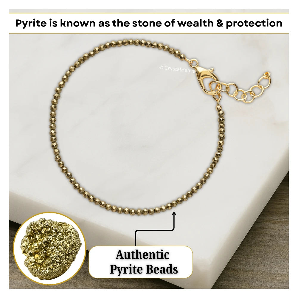 Pyrite Anklet - 2mm Faceted Bead (Gold)