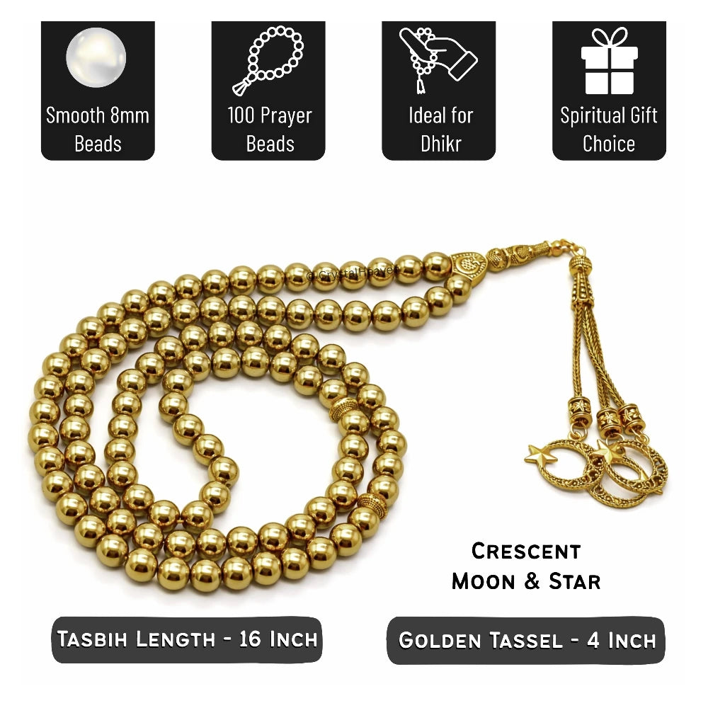 Golden Hematite Crystal Tasbih (Gold)