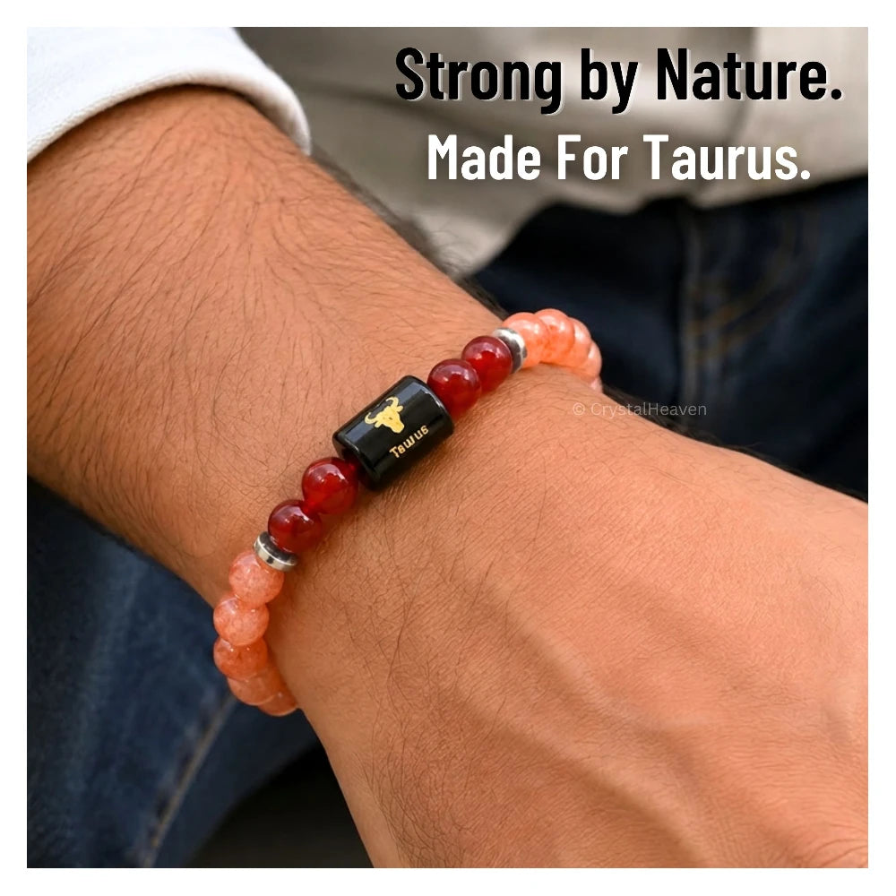 Taurus Bracelet (वृषभ राशि) - Sunstone & Carnelian