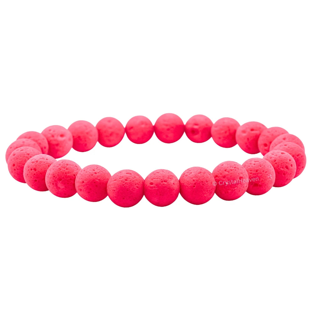 Pink Lava Stone Bracelet (Elastic)