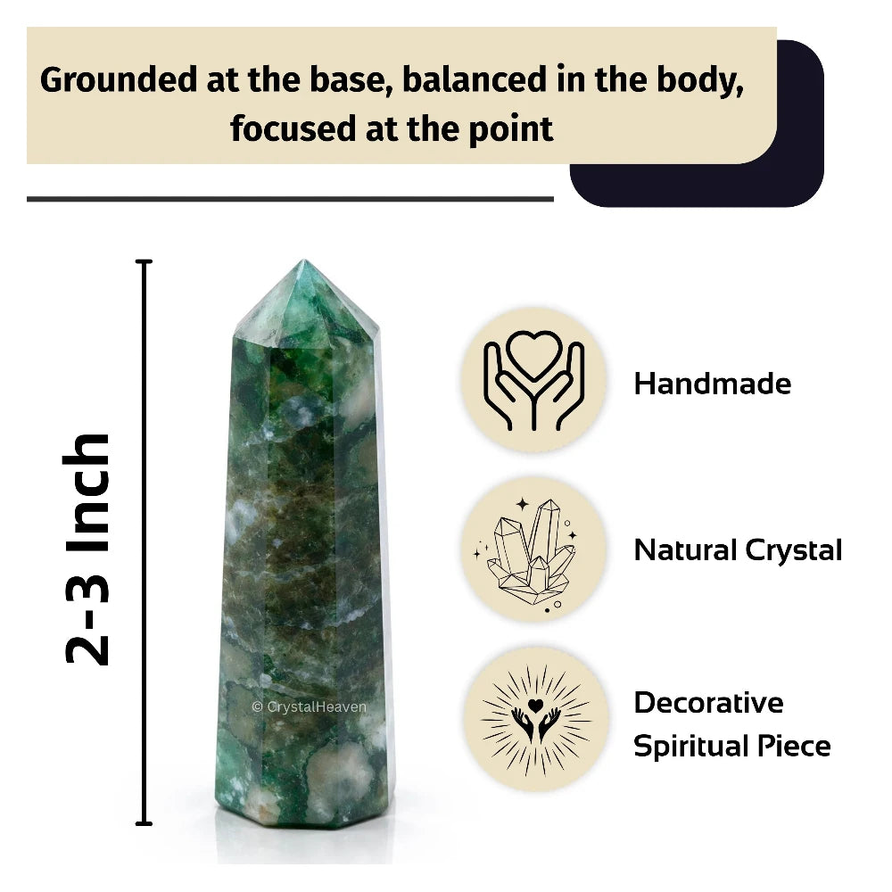 Moss Agate Crystal Tower (2" to 3" inch)