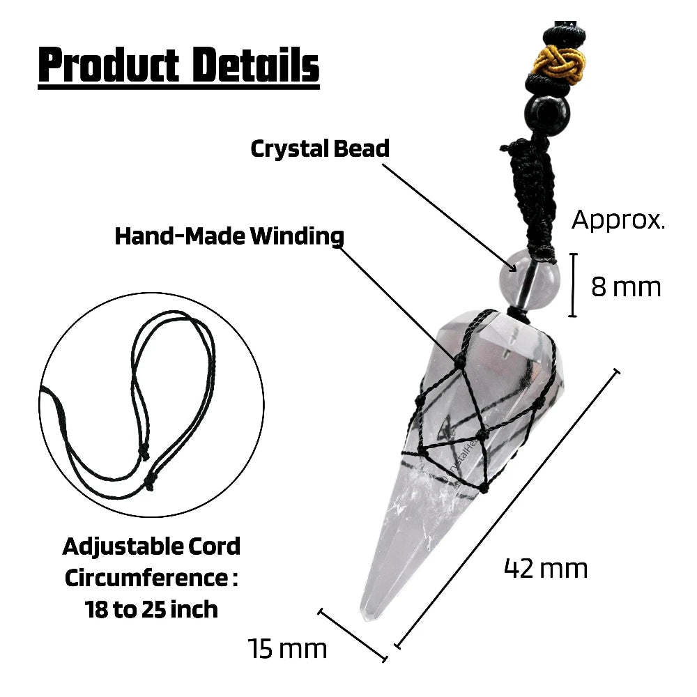 Clear Quartz Pendulum Pendant Necklace (Macrame)