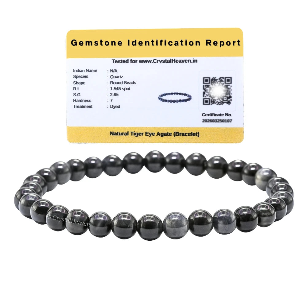 Blue & Black Tiger Eye Healing Crystal Bracelets - 6mm Beads