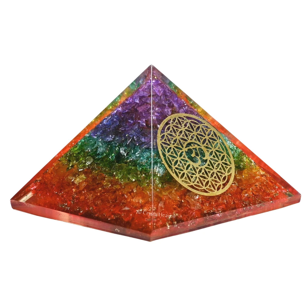 7 Chakra Onyx Orgone Pyramid (OM Flower Of Life)