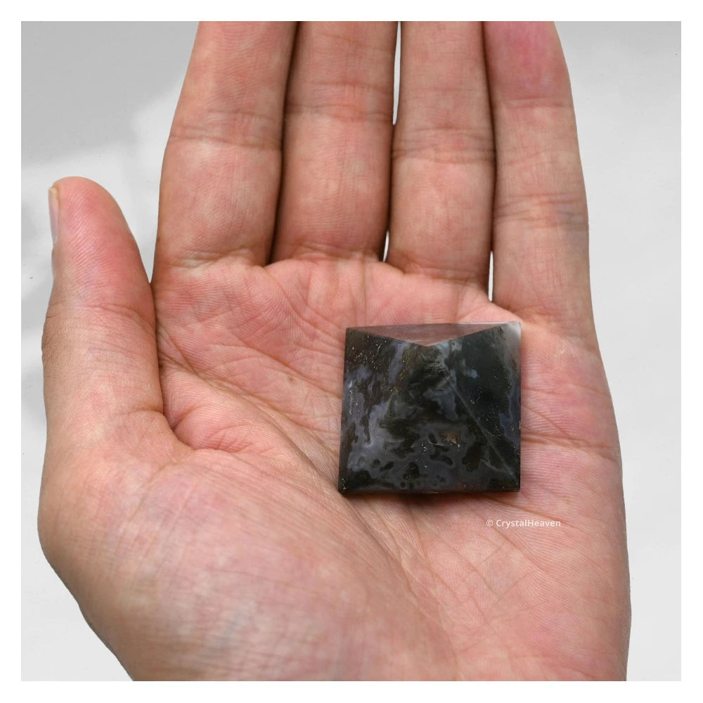 Moss Agate Pyramid (1 Inch)