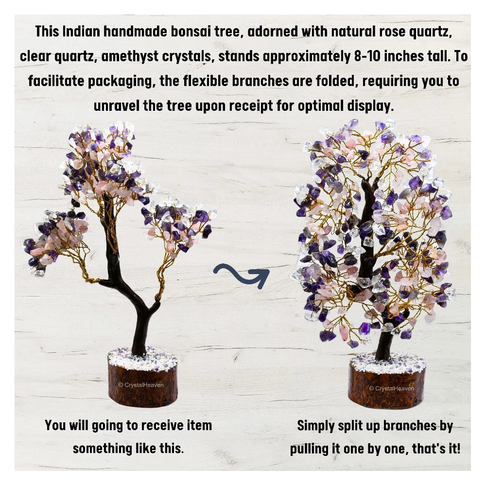 Rose Quartz, Amethyst & Clear Quartz Tree (200 Chips)