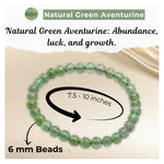 Green Aventurine Healing Crystal Bracelets - 6mm Beads
