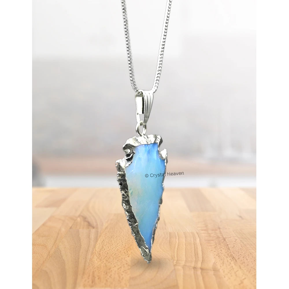 Opalite Arrow Head Pendant - Silver  Plated