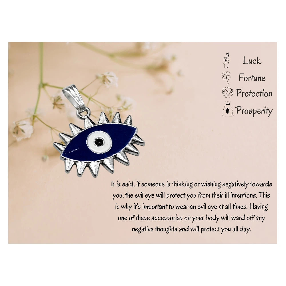 Blue Evil Eye Pendant Necklace - Exclusive (Silver)