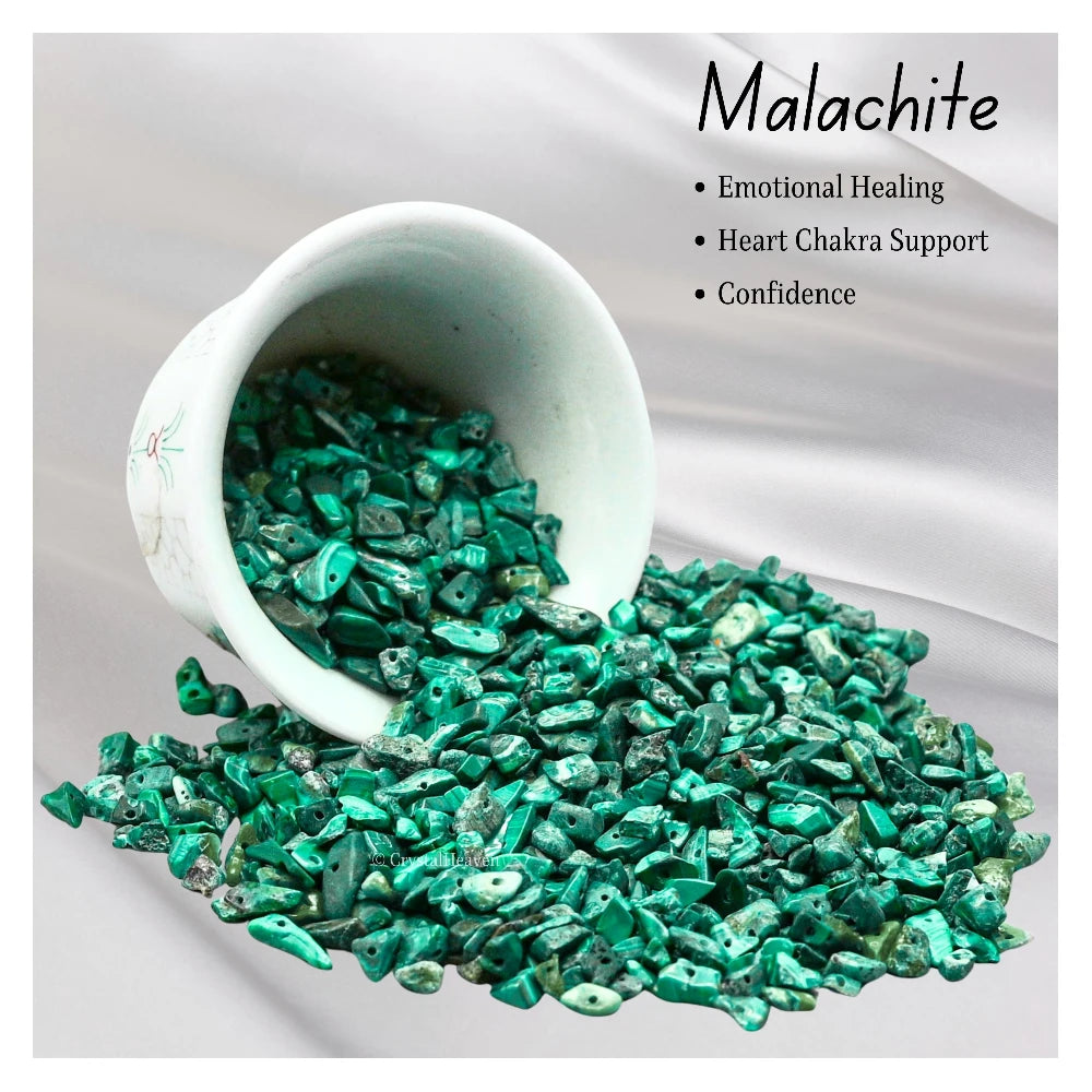 Malachite Chips - Pre Drilled