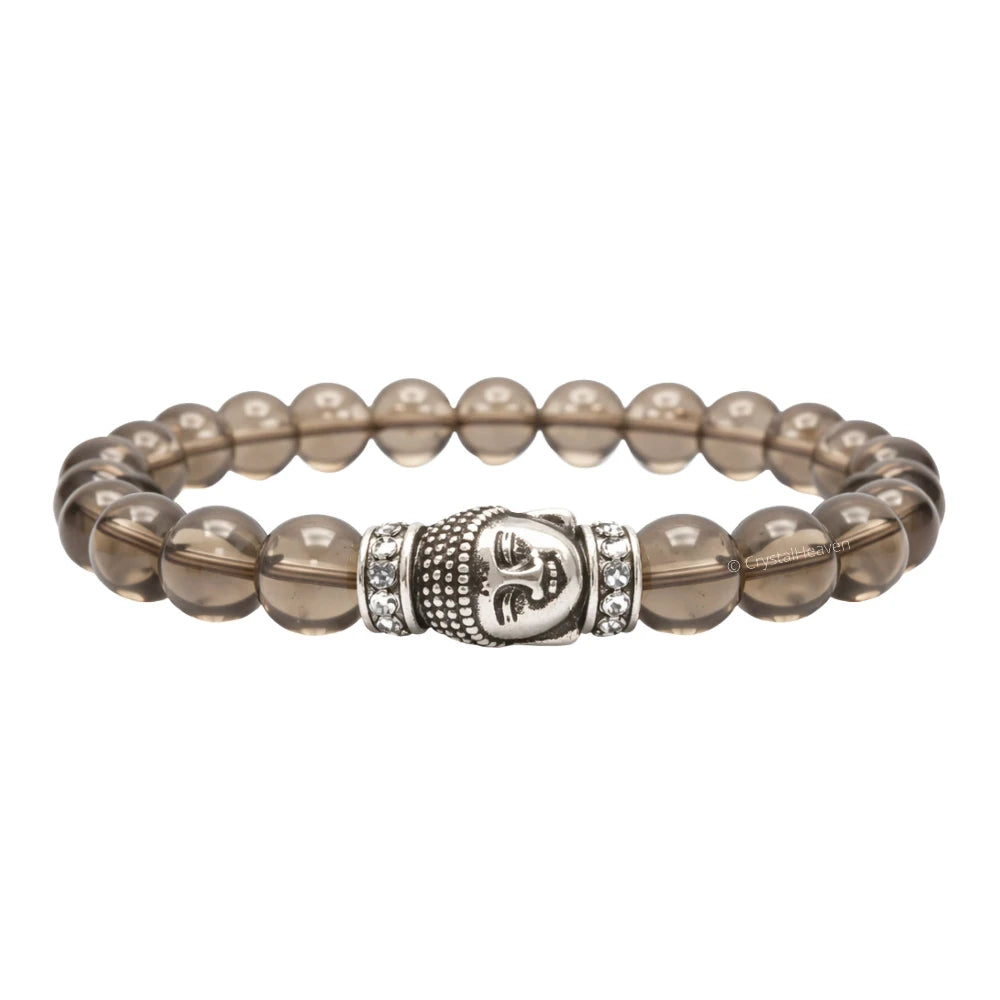 Smoky Quartz with Buddha Bracelet (Elastic)