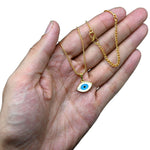 White Evil Eye Pendant Necklace (Gold)