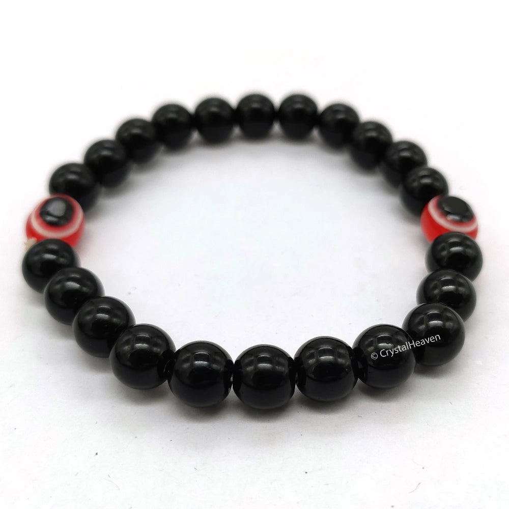 Red and Black Obsidian Evil Eye Bracelet