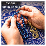 Blue Hematite Crystal Tasbih (Gold)