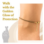 Pyrite Anklet - 2mm Faceted Bead (Gold)