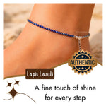 Lapis Lazuli Anklet - 2mm Faceted Beads (Silver)