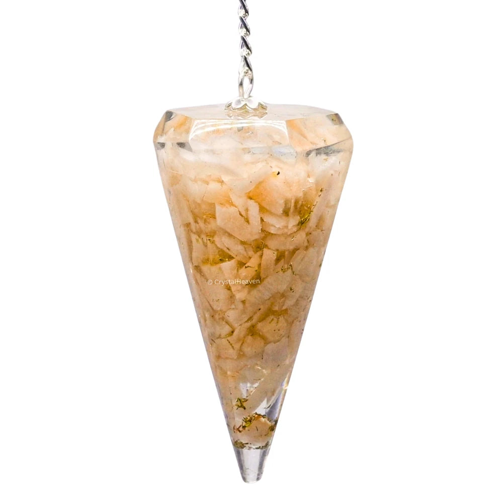 Cream Moonstone Crystal Orgone Pendulum
