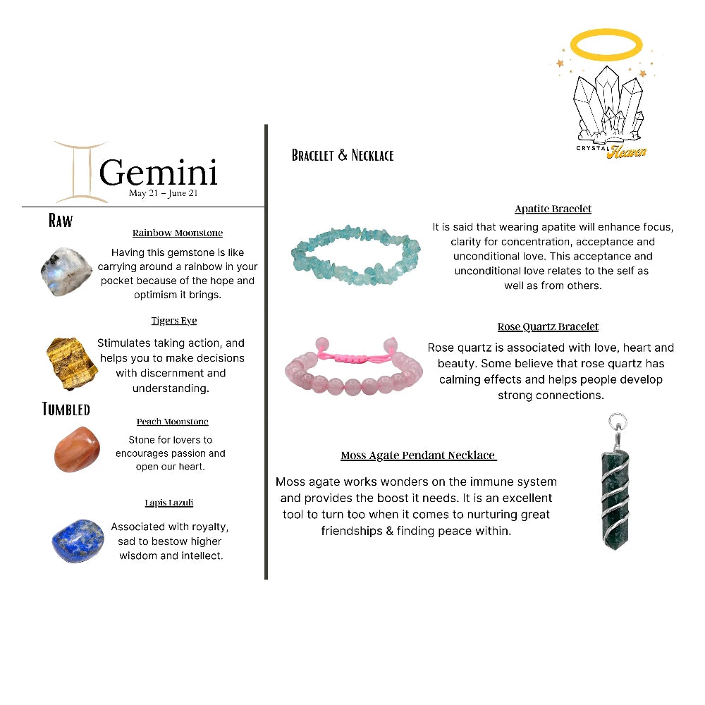 Gemini Healing Crystals and Stones Premium Set