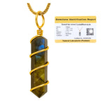 Labradorite Necklace - Spiral Pencil Point (Gold)